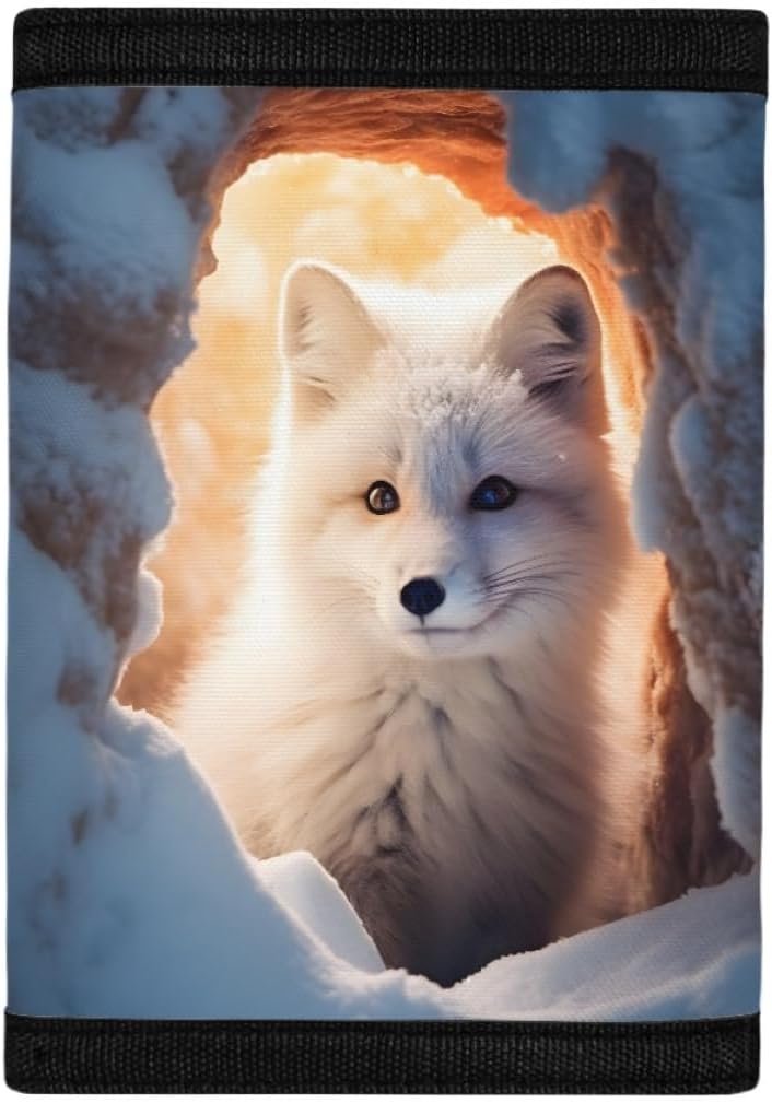 GLUDEAR Kids Boys Girls Wallet Trifold Youth Wallet Coin Pocket Card Holders Animal Wallets Money Organizer,Snow Cave Cute Fox - Image 3